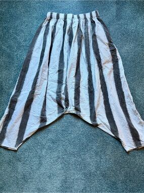 STATE the Label Women's Easy Pants - Gray & White Vertical Stripes